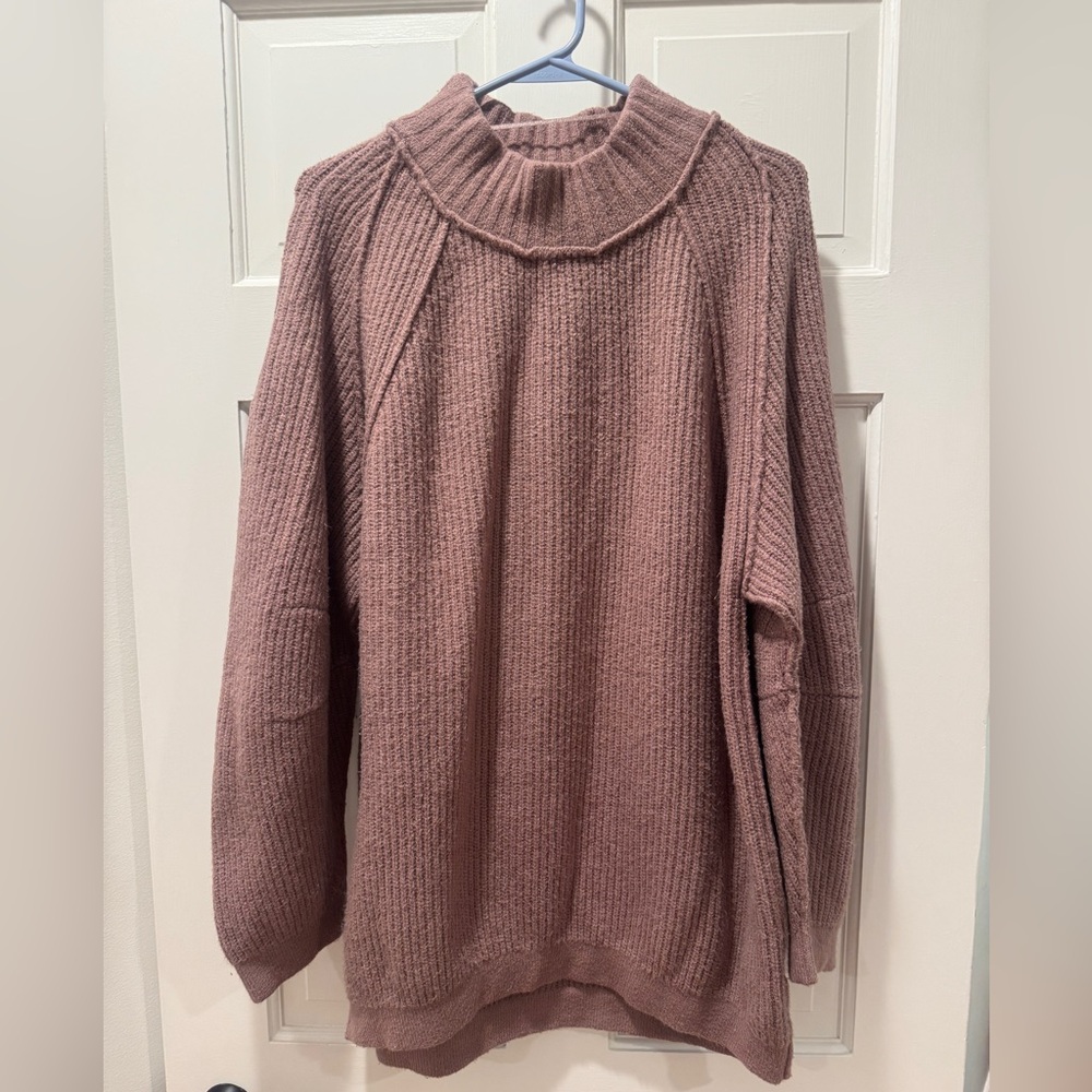 Free People Sunbeam Oversize Turtleneck Sweater in Antler